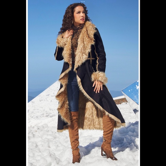 DONNA SALYERS FABULOUS (FAUX) FURS Penny Lane Chocolate Brown Coat Sz XS - Picture 10 of 10